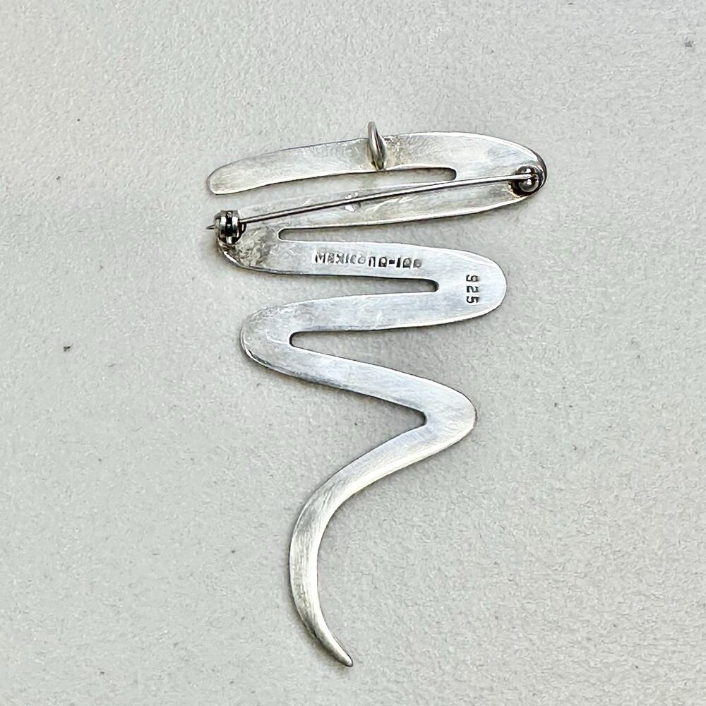 Vintage 925 Zig Zag Brooch Pendant Mexico Sterling Silver Lightening Bolt Pin - Picture 3 of 4